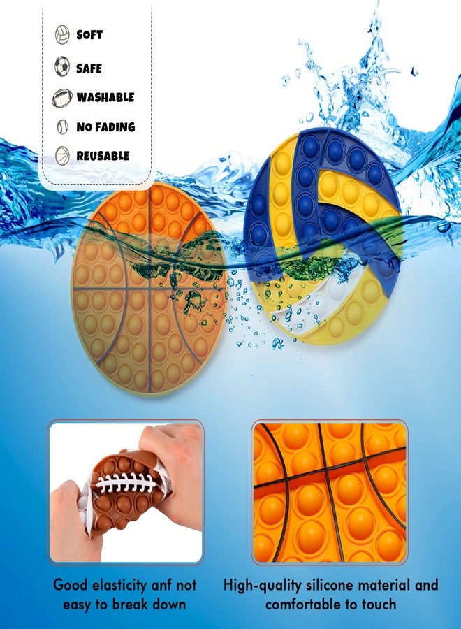 DEARIDAP 4 PCS Sports Fidget Toys, Sports Push Bubble Fidget Toys, Stress Anxiety Relief Relax Toy , Silicone Squeeze Toy Set for Kids Adults School Party Favors (Basketball, Volleyball, Football, Soccer) - Image 5